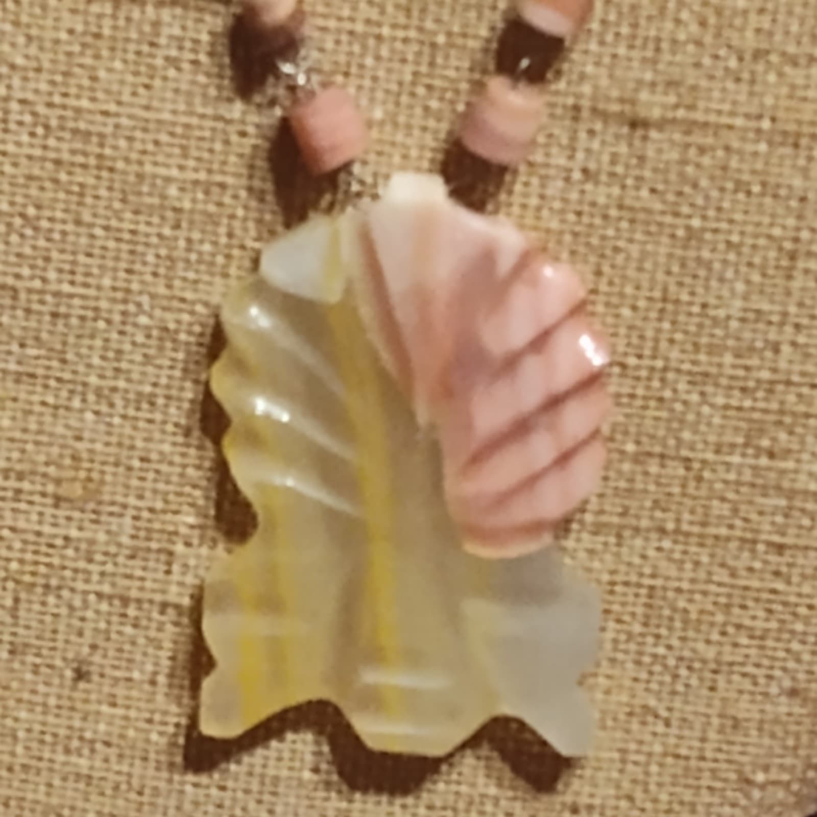 Vintage Peach Salmon Onyx agate Aztec Drop Pendant Mexican Necklace - Thumbnail 2
