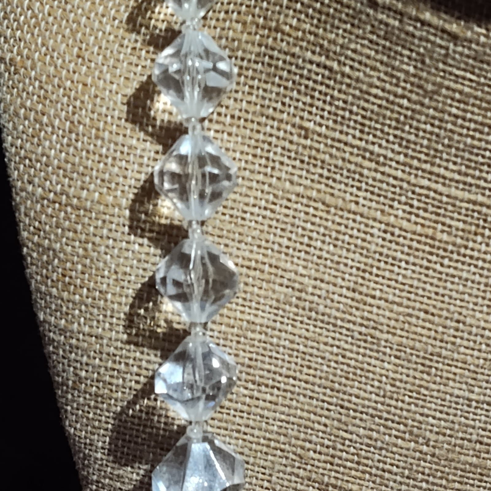 Miriam Haskell Signed Necklace Rare Vintage 30" Long Gilt Clear Lucite A20 - Thumbnail 6