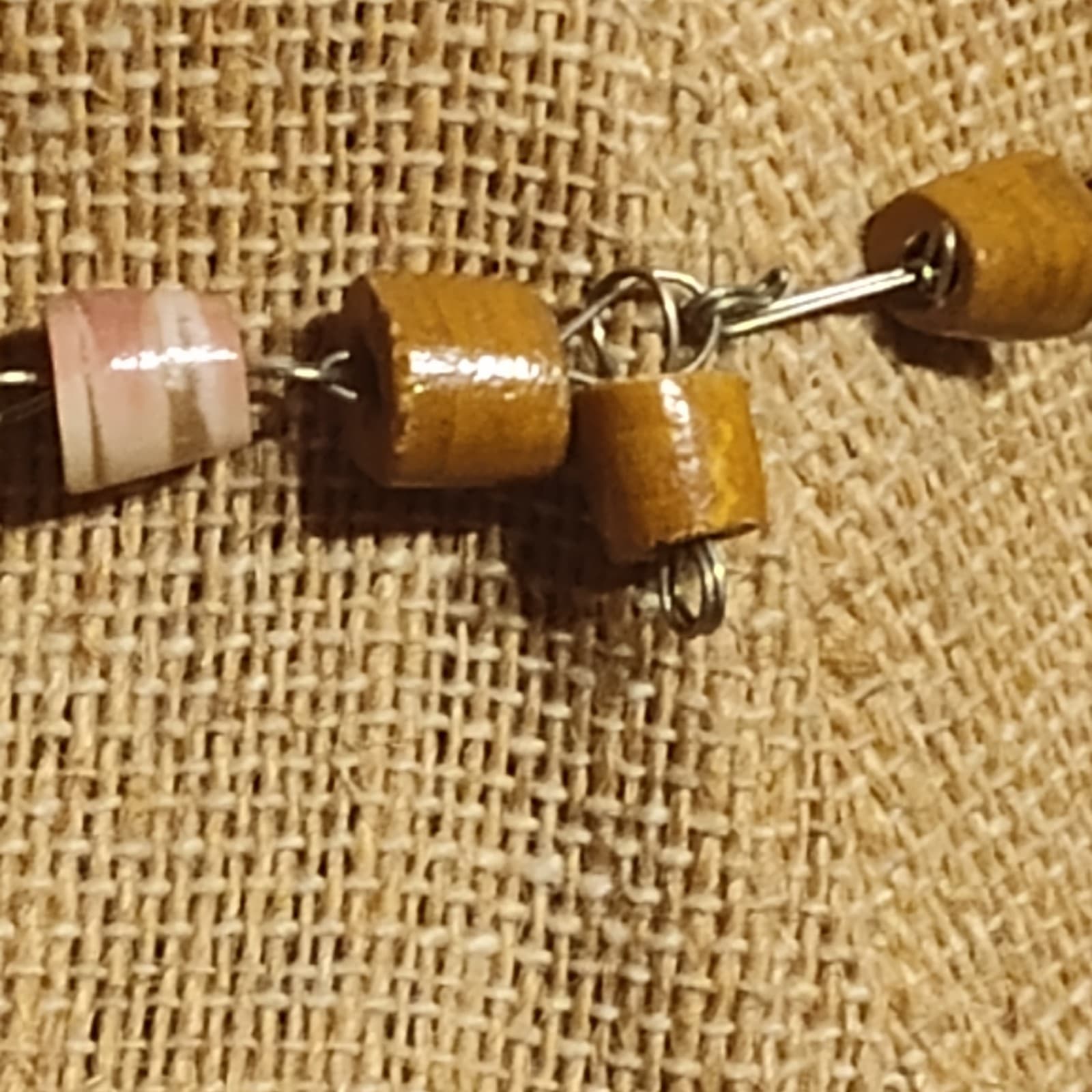 Vintage Peach Salmon Onyx agate Aztec Drop Pendant Mexican Necklace - Thumbnail 6