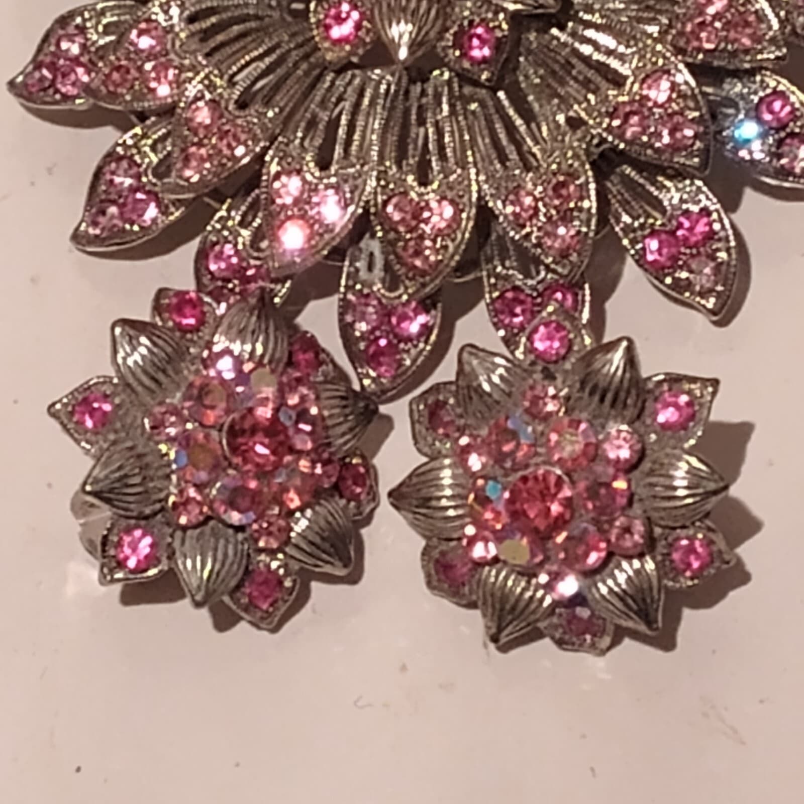 Pink Austrian Rhinestone Crystal Flare Bridal Wedding Brooch Pin - Thumbnail 3