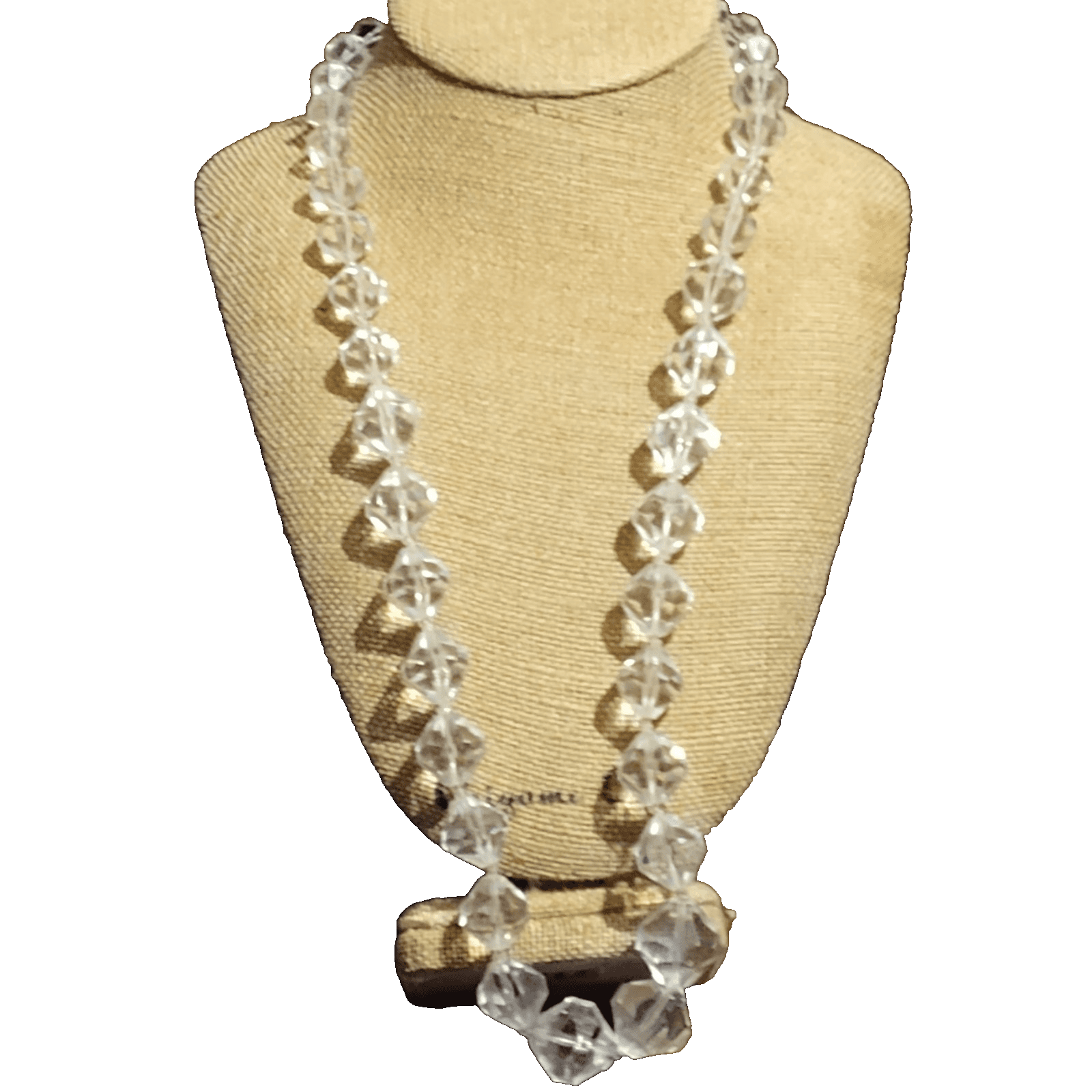 Miriam Haskell Signed Necklace Rare Vintage 30" Long Gilt Clear Lucite A20 - Thumbnail 2