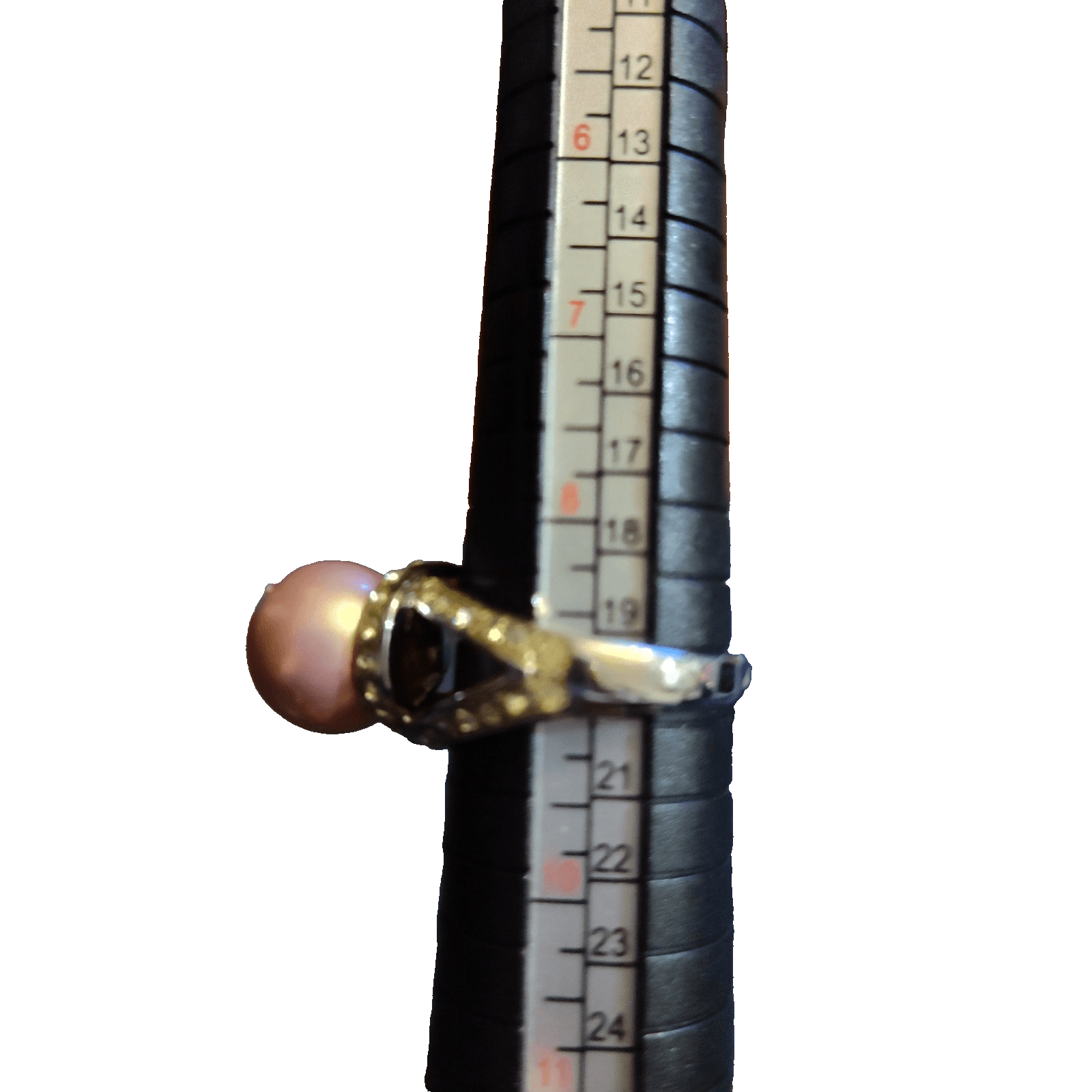 Freshwater faux Pearl Ring metallic peach pink size 8 1/2 to 9 - Thumbnail 4