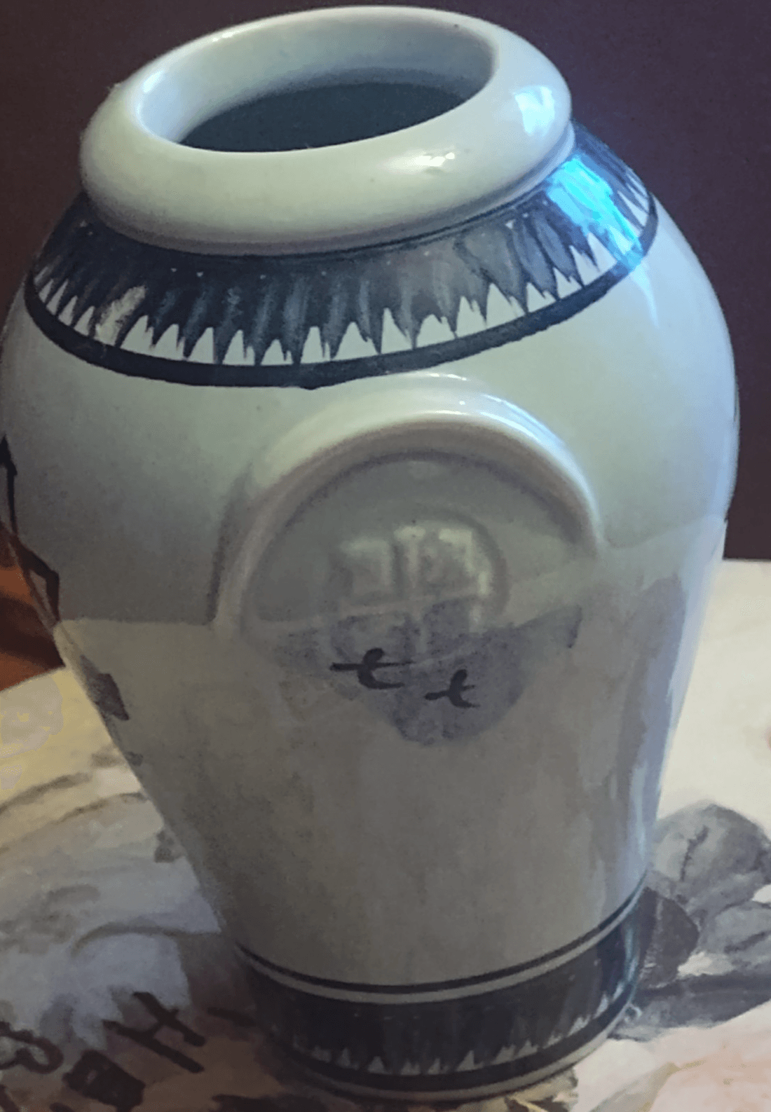 VTG. 8 1/2” Port Royal 1692 Hand Painted Pottery Crock. Made in Jamaica. - Thumbnail 3