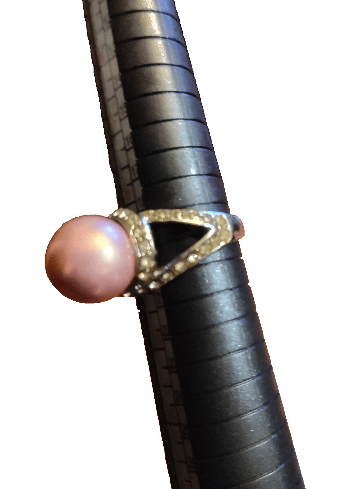 Freshwater faux Pearl Ring metallic peach pink size 8 1/2 to 9 - Thumbnail 3