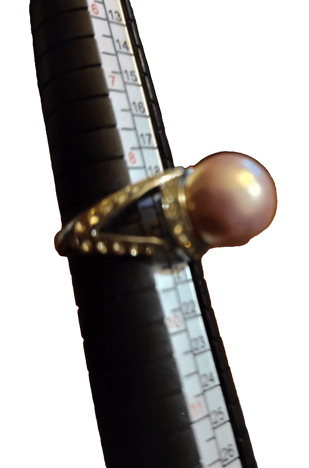 Freshwater faux Pearl Ring metallic peach pink size 8 1/2 to 9 - Thumbnail 2