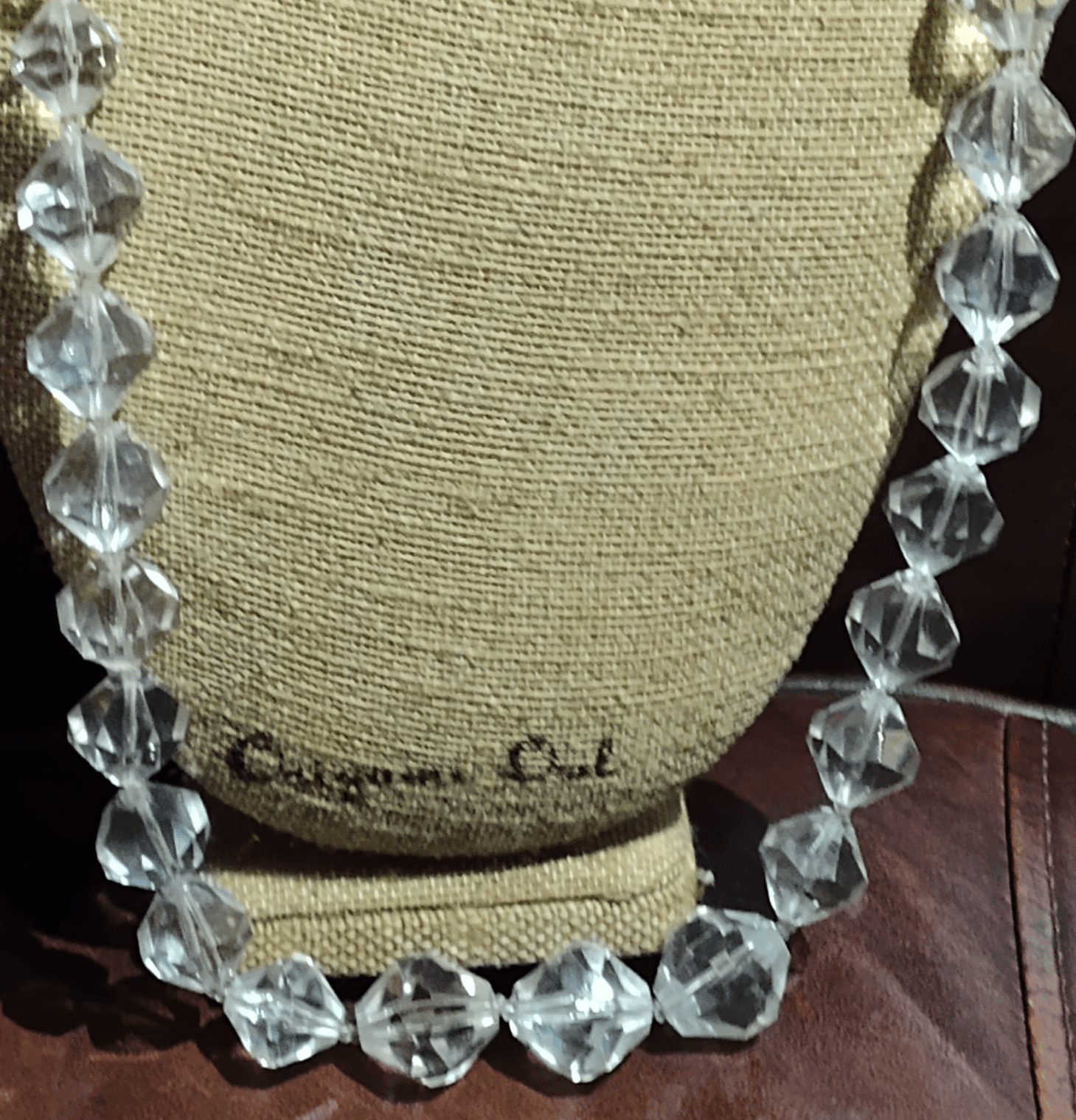 Miriam Haskell Signed Necklace Rare Vintage 30" Long Gilt Clear Lucite A20 - Thumbnail 7