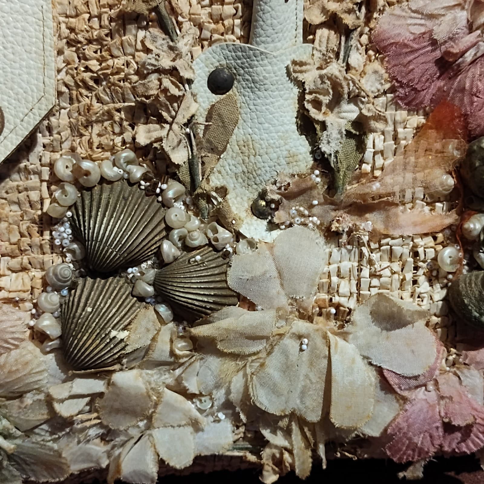 Vintage Princess charming handbag Shells Wicker Basket 1950's - Thumbnail 5