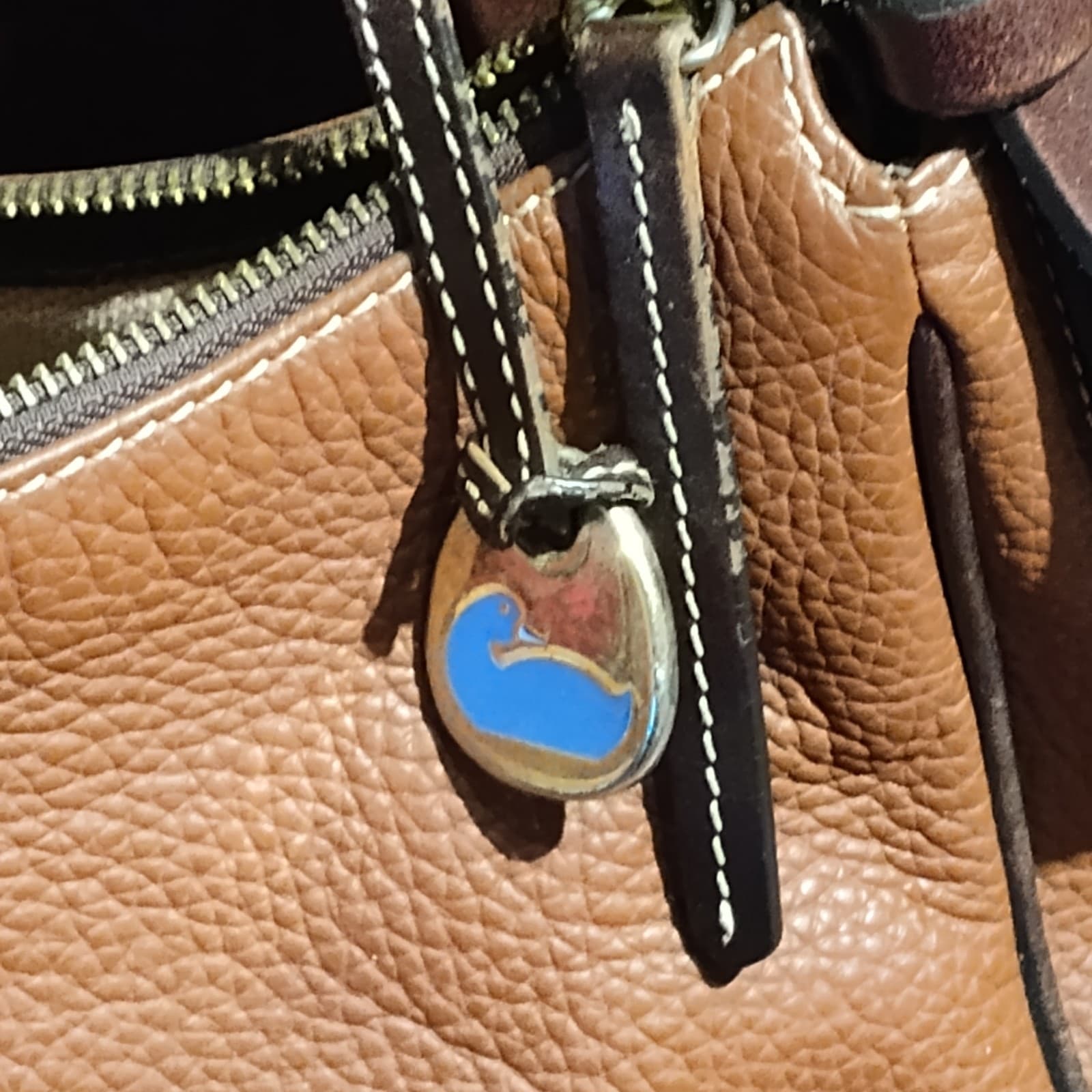 Dooney & Bourke Brown Leather Boho Baguette Shoulder Bag Embossed Logo - Thumbnail 4