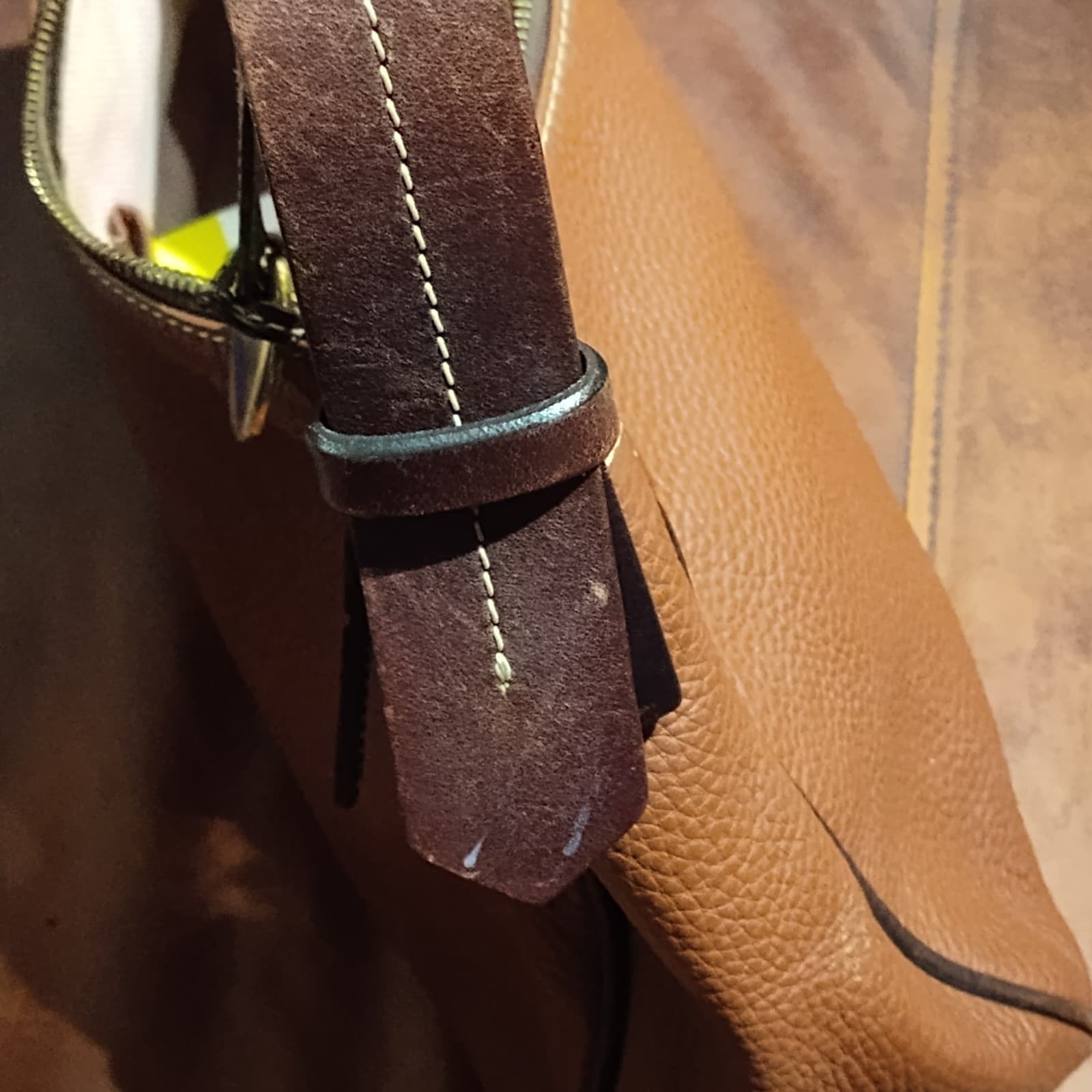 Dooney & Bourke Brown Leather Boho Baguette Shoulder Bag Embossed Logo - Thumbnail 6