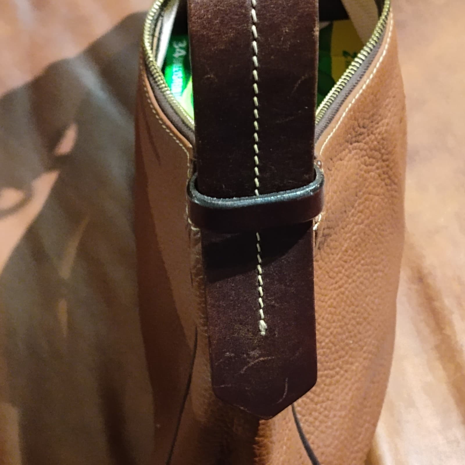 Dooney & Bourke Brown Leather Boho Baguette Shoulder Bag Embossed Logo - Thumbnail 5