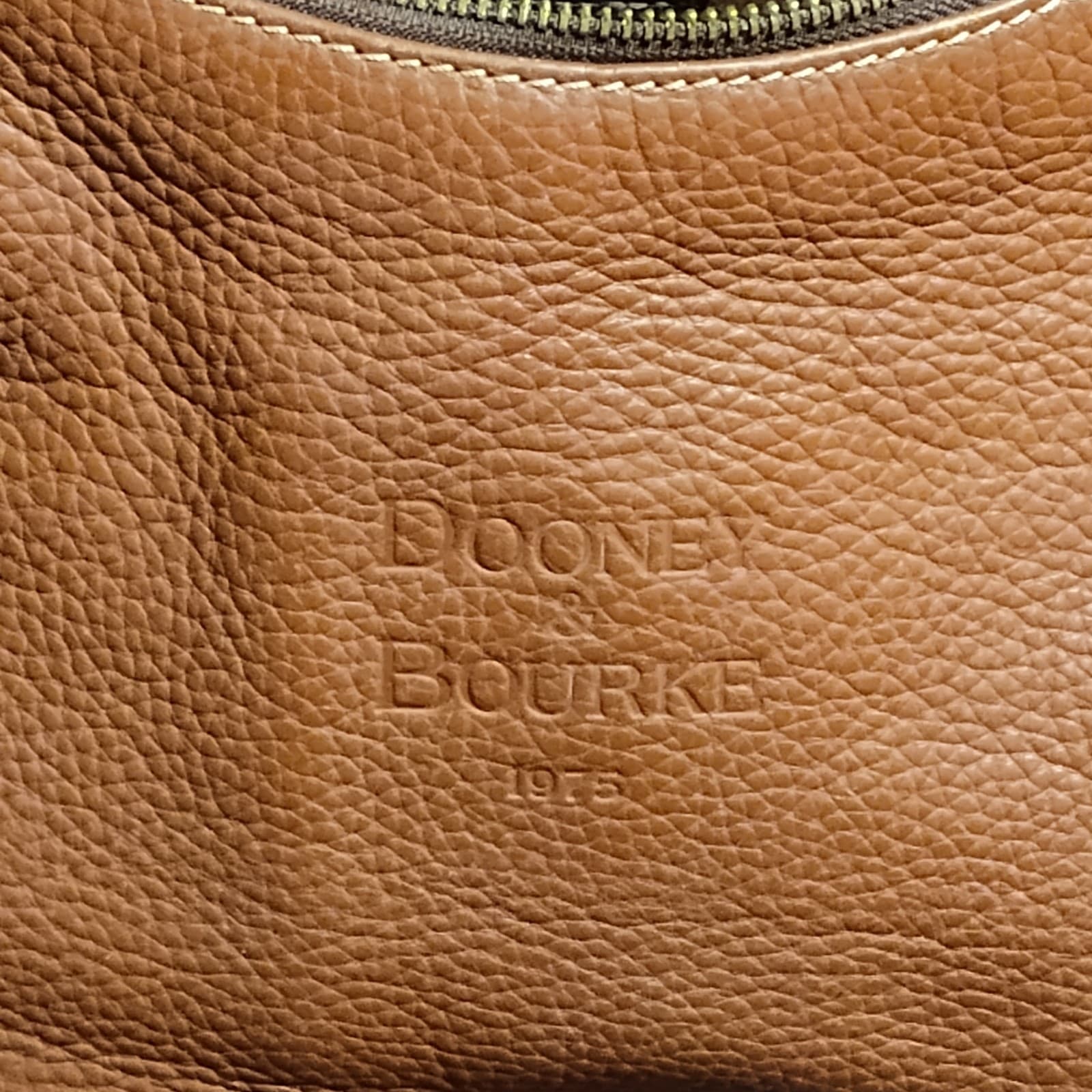Dooney & Bourke Brown Leather Boho Baguette Shoulder Bag Embossed Logo - Thumbnail 3
