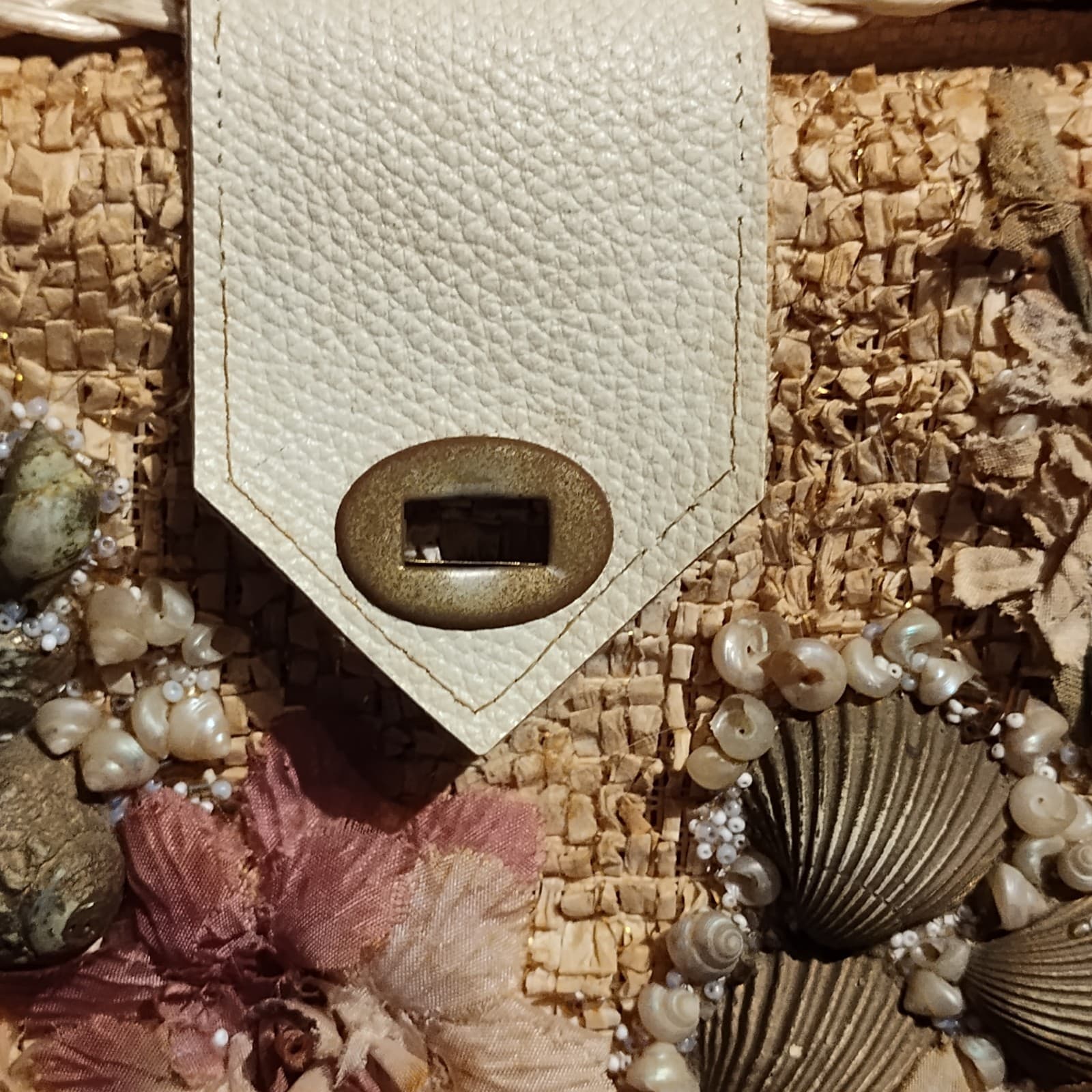 Vintage Princess charming handbag Shells Wicker Basket 1950's - Thumbnail 7