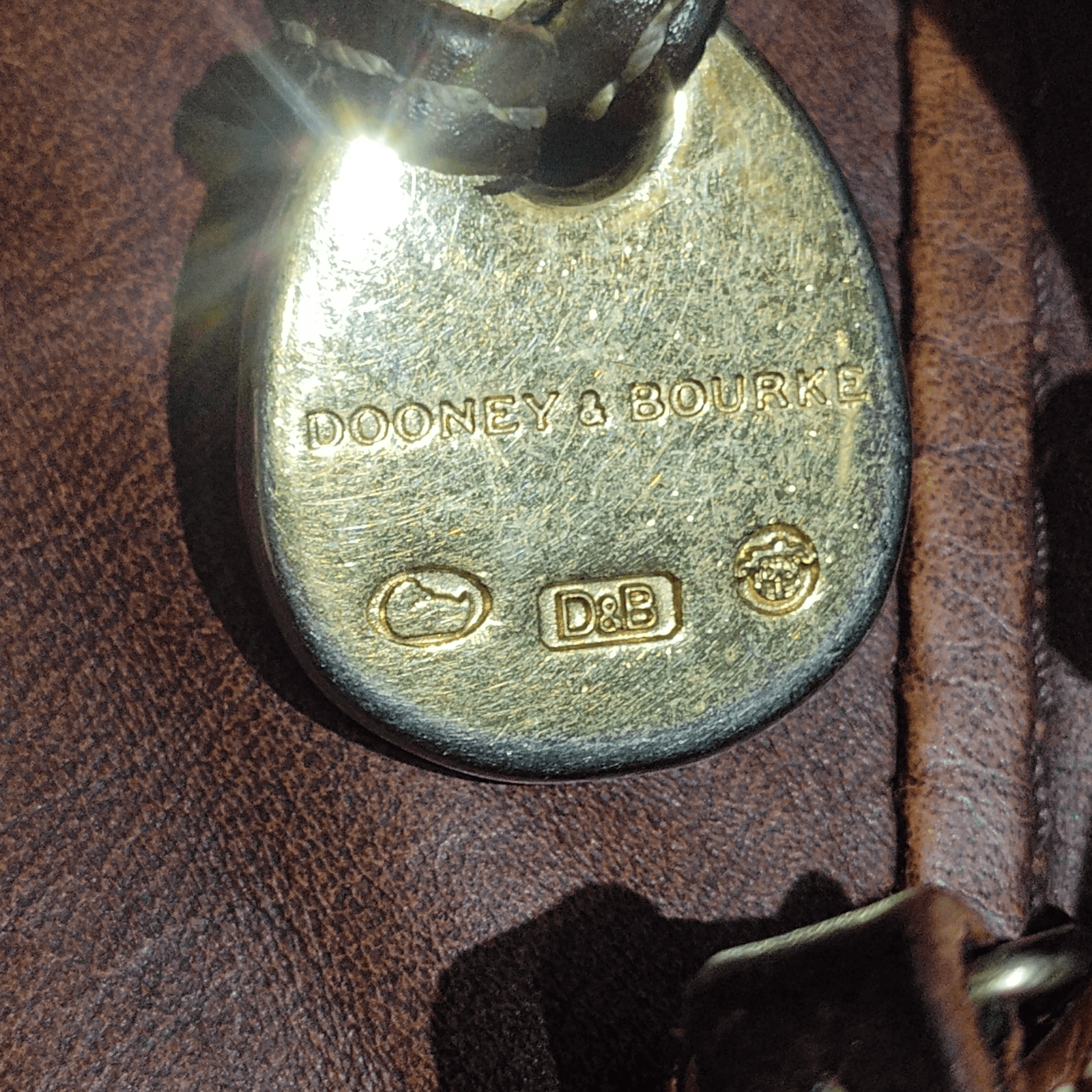 Dooney & Bourke Brown Leather Boho Baguette Shoulder Bag Embossed Logo - Thumbnail 11