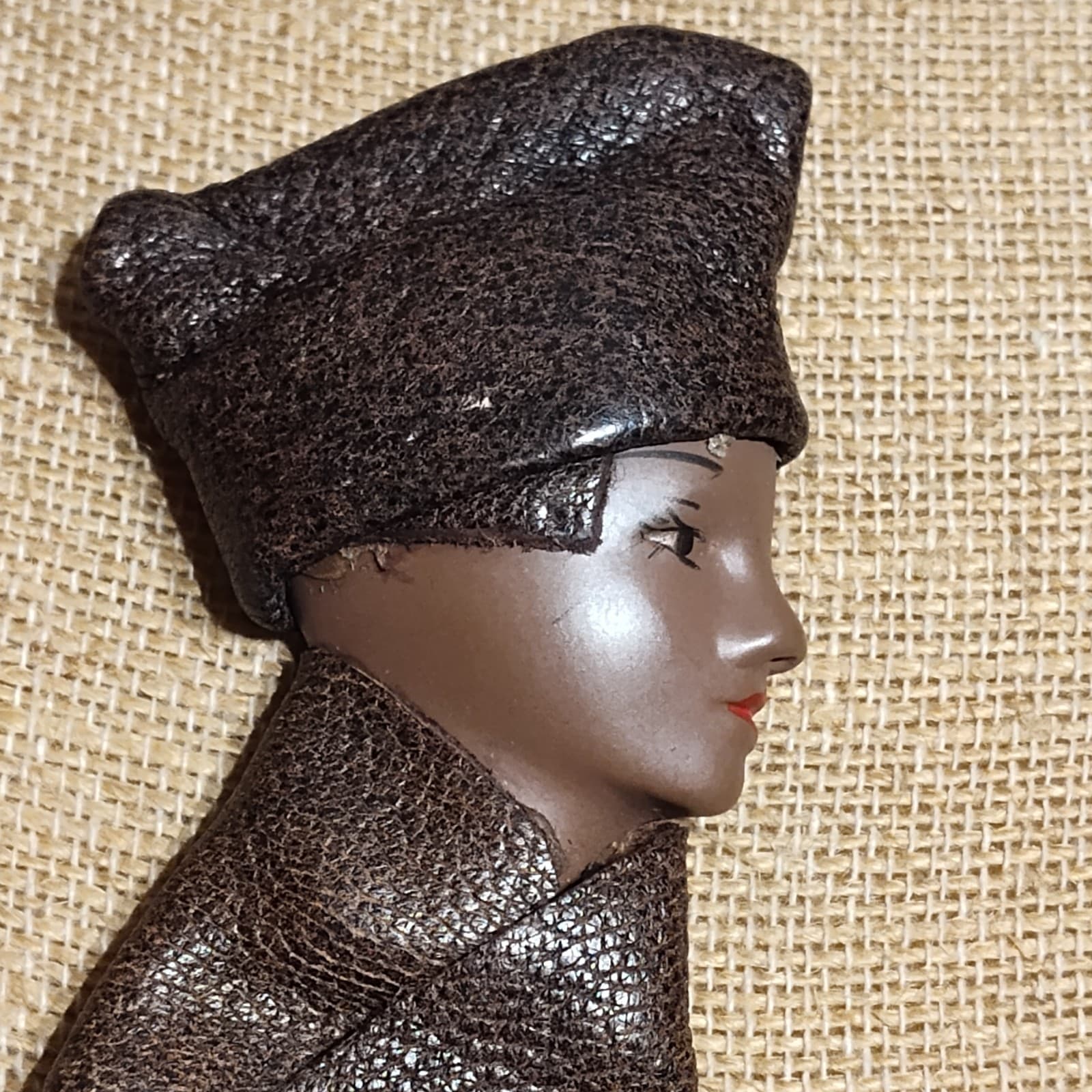 Vtg African American Head Brooch Gloria J walker Handmade Celluloid - Thumbnail 2