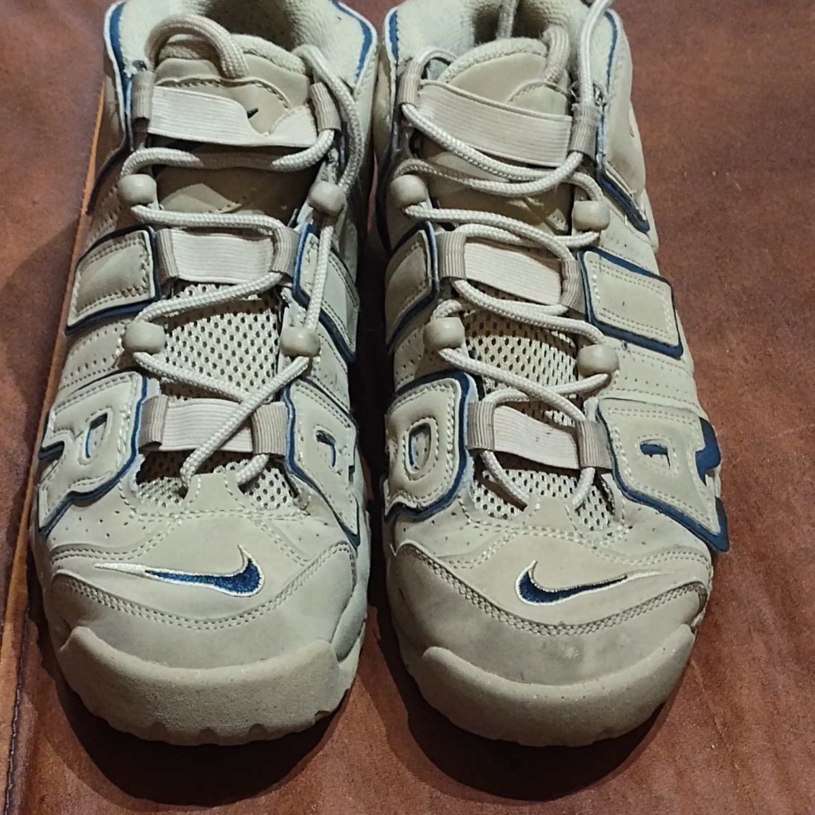 Size 7 - Nike Air More Uptempo GS Limestone Brown Junior Kids Women DQ6200-200 - Thumbnail 2