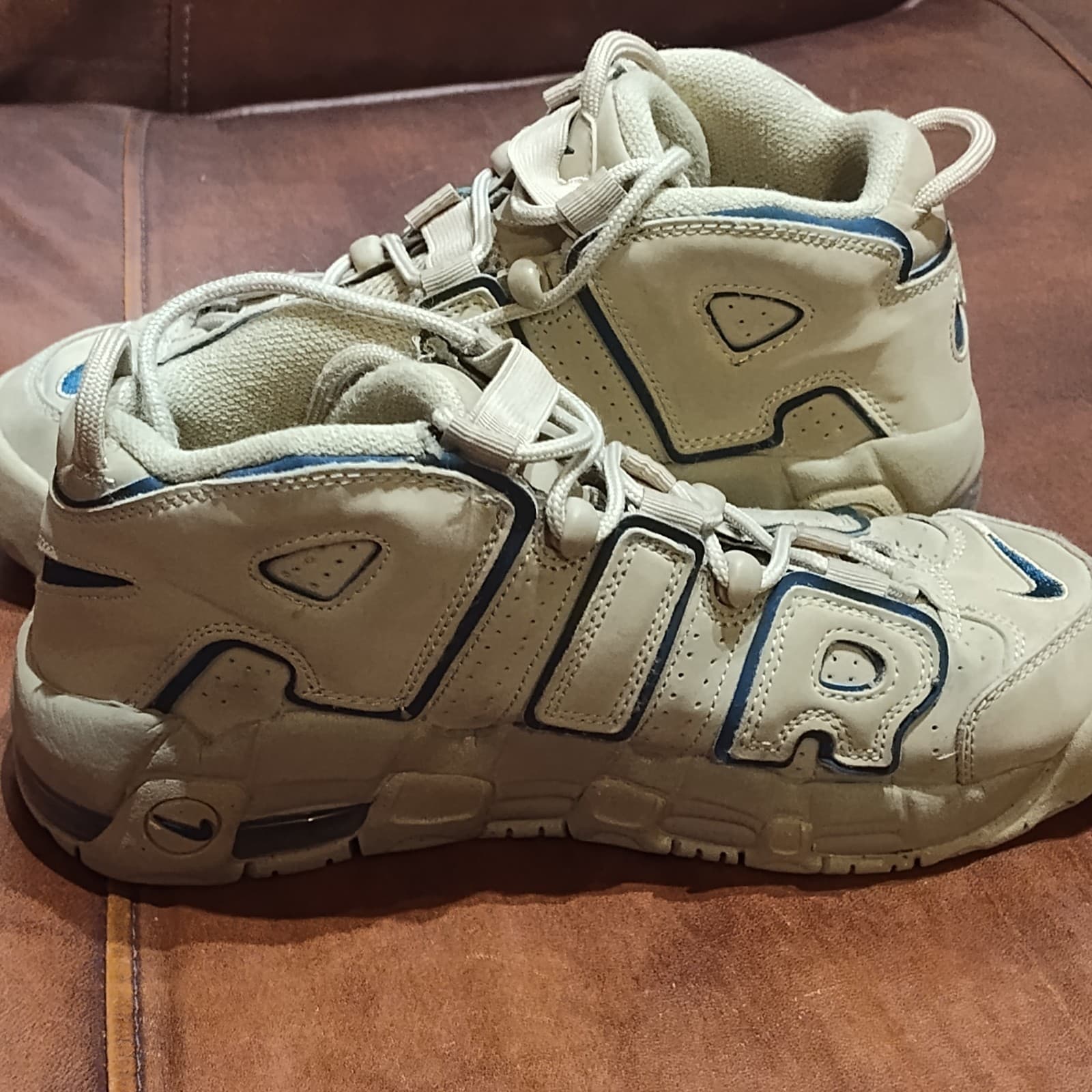 Size 7 - Nike Air More Uptempo GS Limestone Brown Junior Kids Women DQ6200-200 - Thumbnail 4