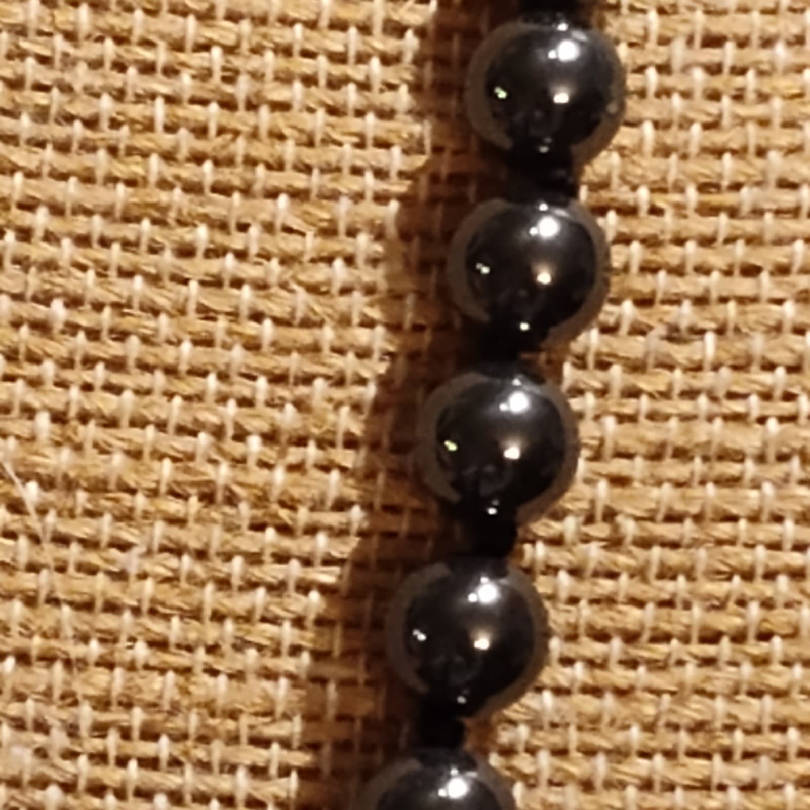 elegant vtg dark hematite long round bead necklace - Thumbnail 3