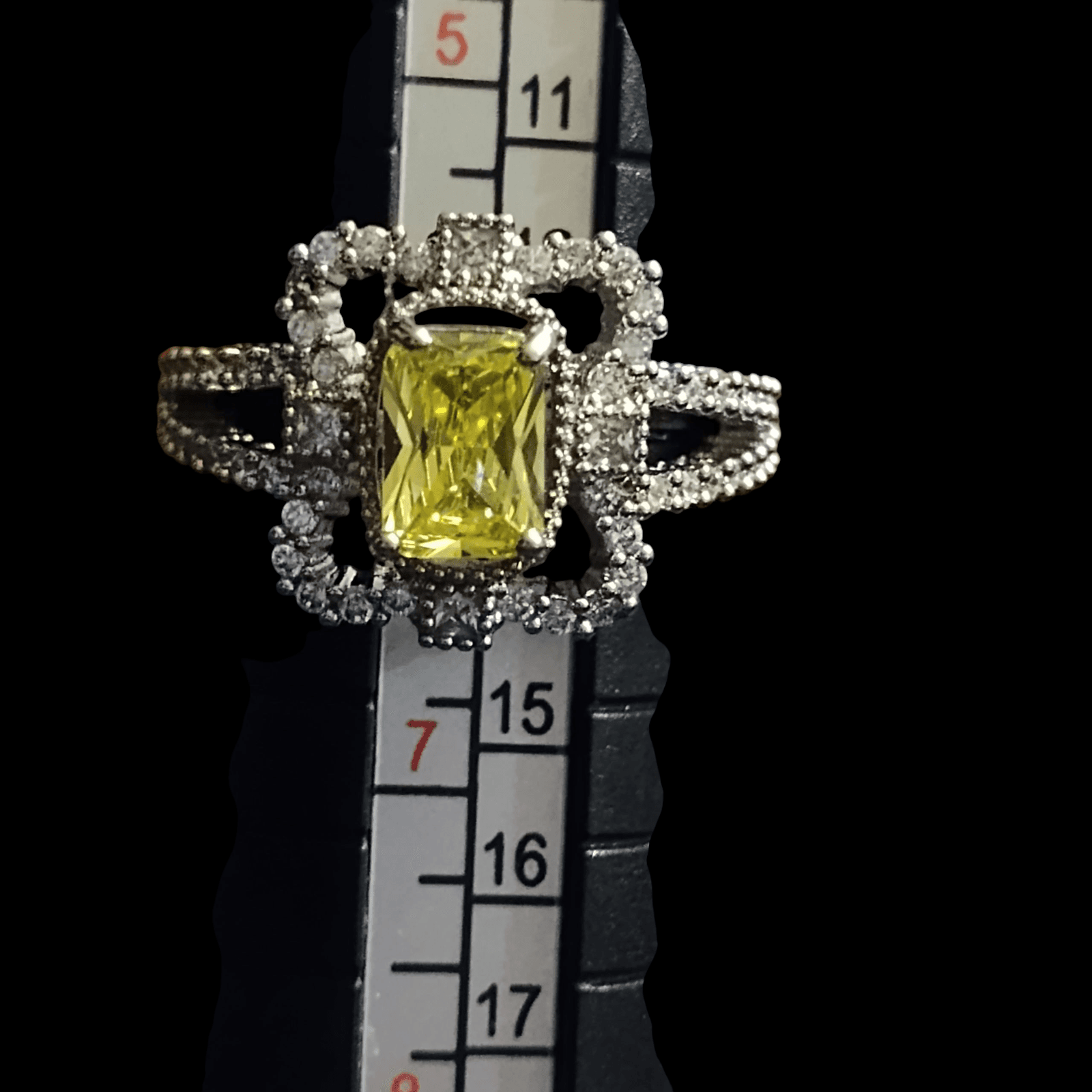 Silver Victorian Citrine Topaz Fancy Ring sz.6 - Image 1