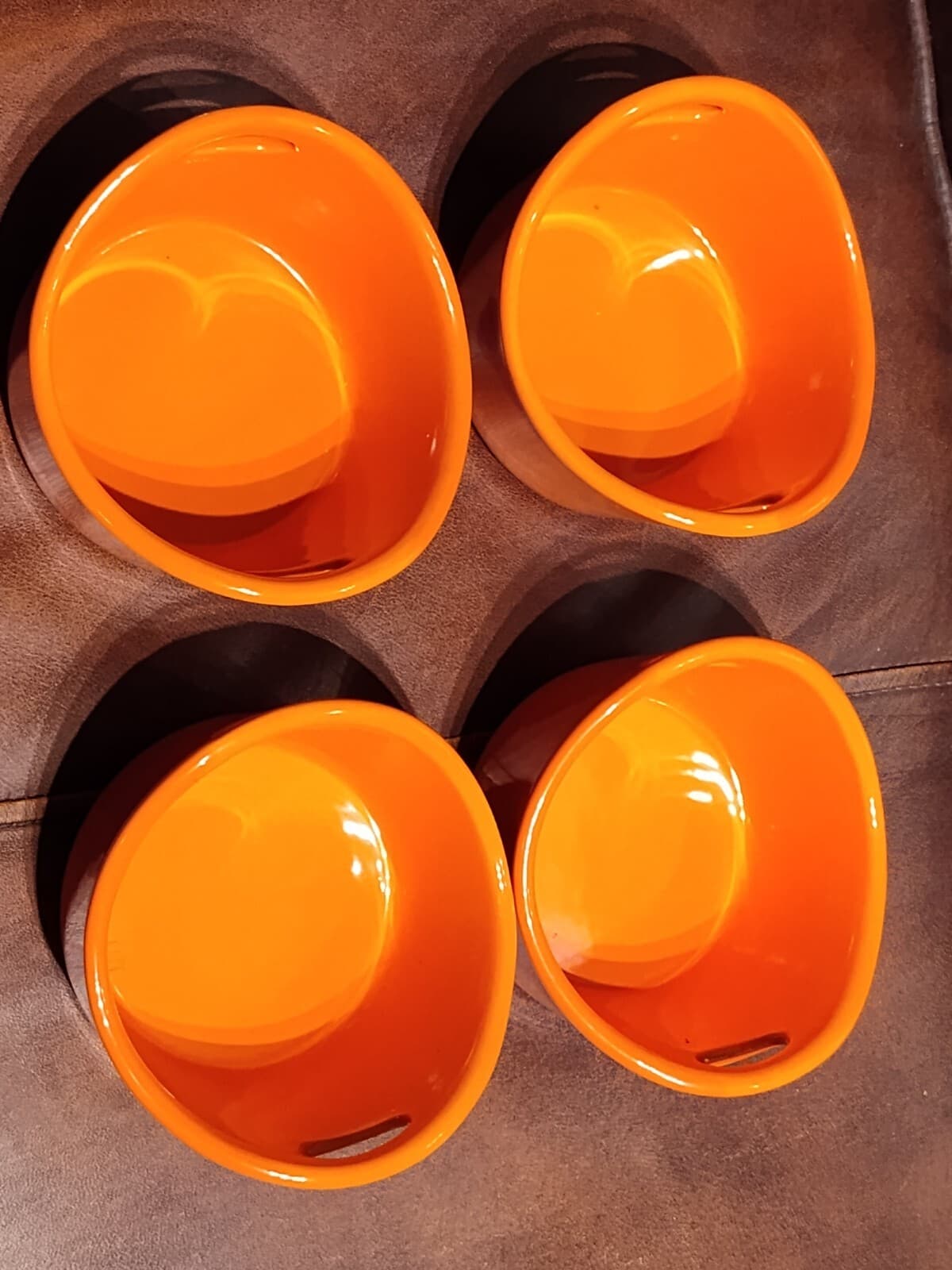 4 Rachael Ray Round Bright Orange Stoneware Ramekins w/ Handles 10 oz G014 - Image 1