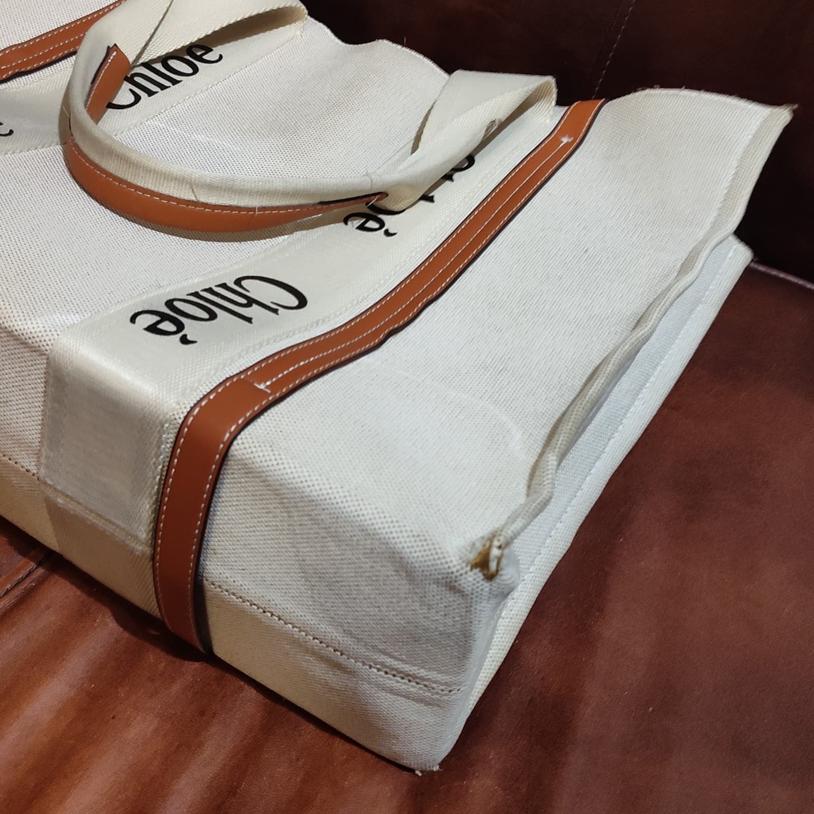 Authentic Chloe Woody Medium Canvas Shoulder Tote Bag & mini bag - Thumbnail 13