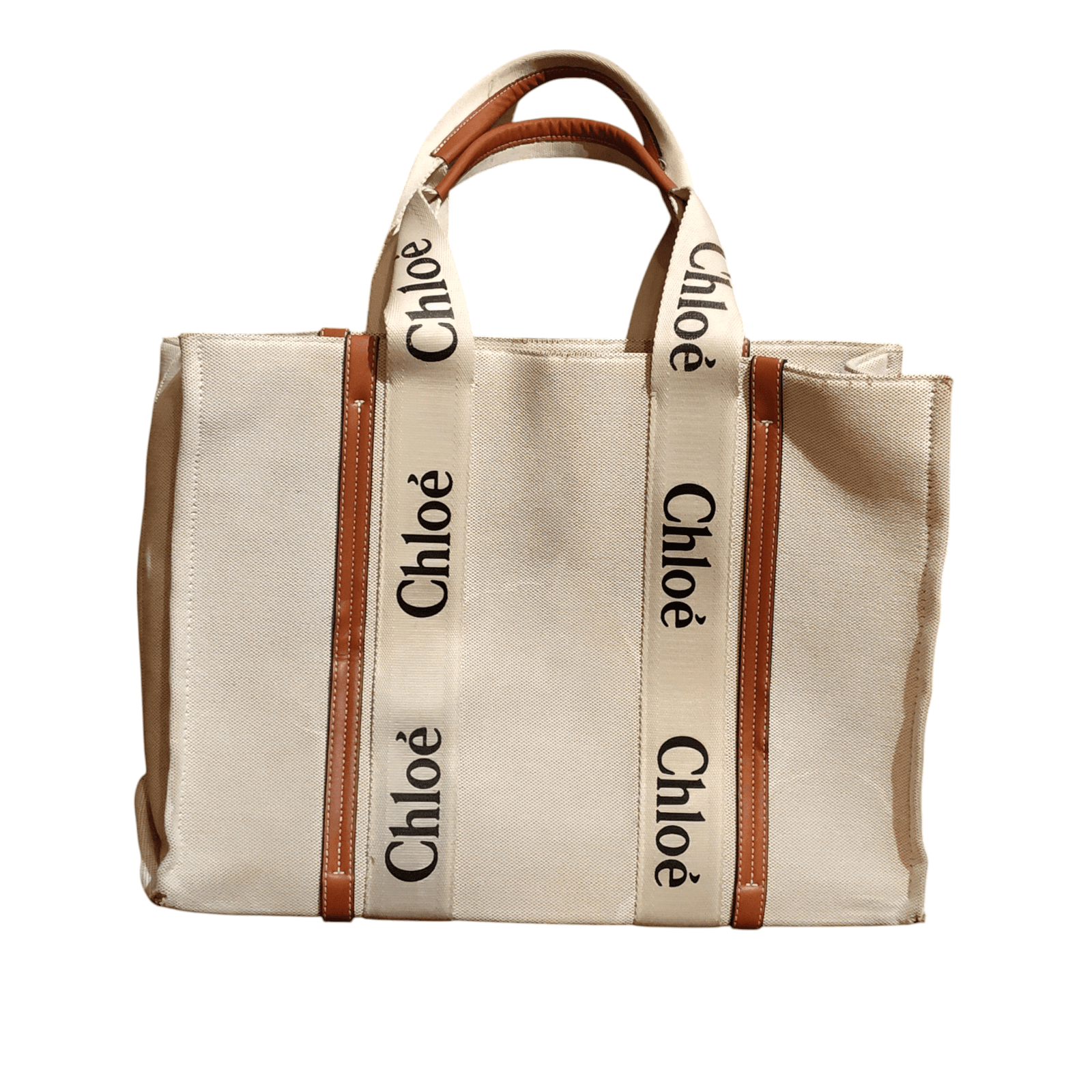 Authentic Chloe Woody Medium Canvas Shoulder Tote Bag & mini bag - Thumbnail 2