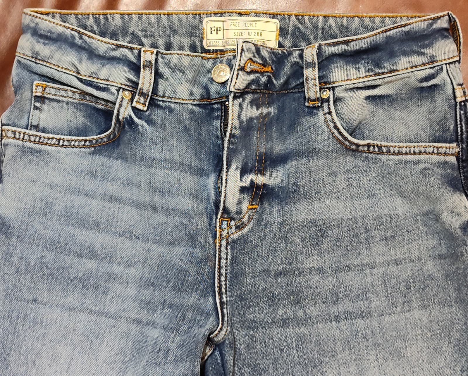 Free People FP Cropped Blue Jeans Fray Flared Out Hem Sz 28R - Thumbnail 5