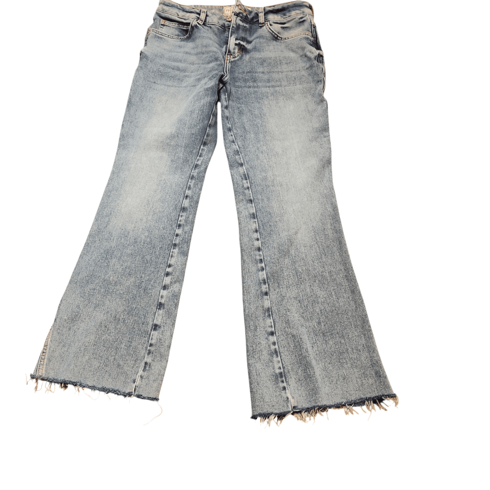 Free People FP Cropped Blue Jeans Fray Flared Out Hem Sz 28R - Image 1