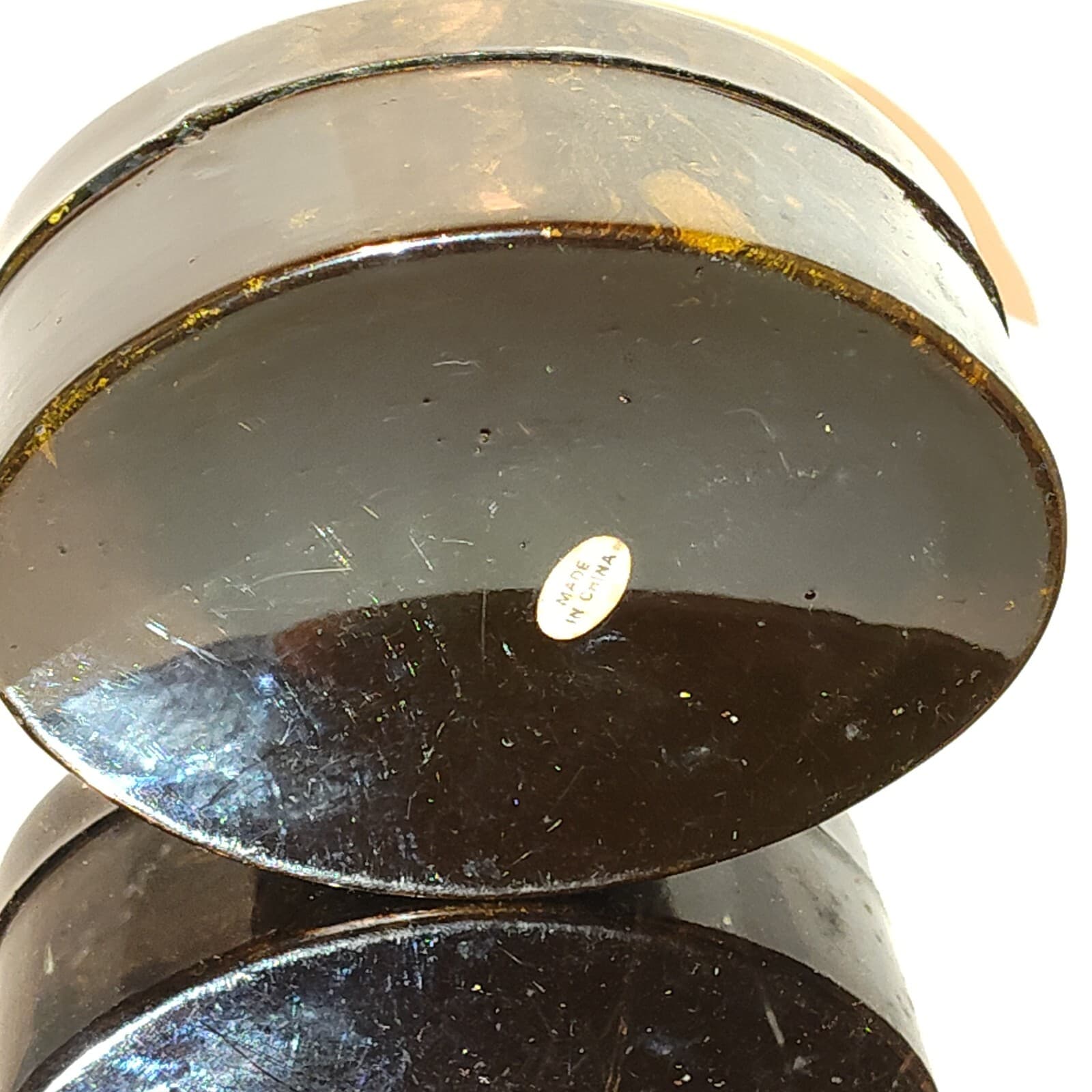 Vintage Oval Plastic Lacquered Trinket Jewelry Box w/ Floral Design 6 1/2" Long - Thumbnail 4