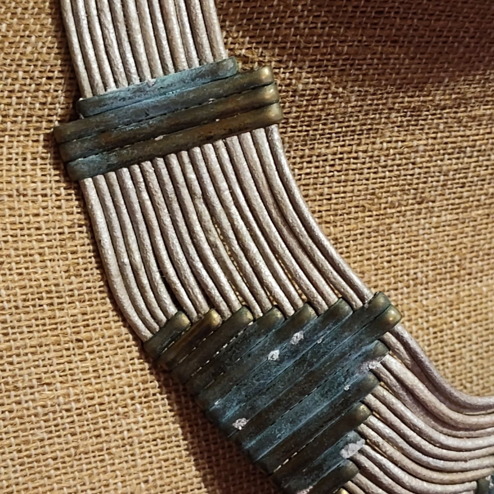 Vintage Alexis Kirk 70’s Egyptian Style Tribal Collar Leather & Metal Necklace! - Thumbnail 3