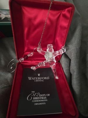 VTG Waterford Crystal Christmas Ornament 10 Lords A Leaping With Box And Hanger - Image 1
