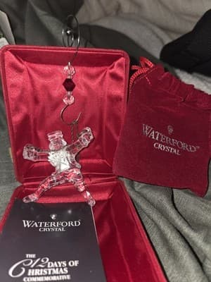 VTG Waterford Crystal Christmas Ornament 10 Lords A Leaping With Box And Hanger - Thumbnail 2