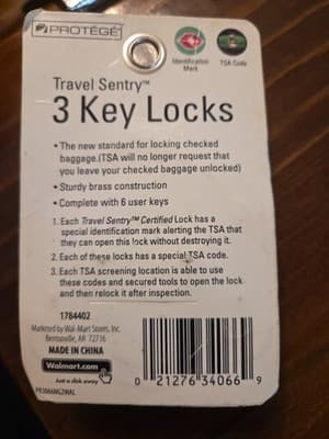 Travel Sentry Key Lock Set Of 3 Locks American Tourister AM3066LR TSA Code - Thumbnail 2