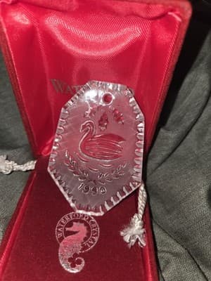 WATERFORD Crystal 12 Days Of Christmas Ornament 1990 Seven Swans a Swimming - Thumbnail 2