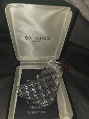 WATERFORD CHRISTMAS MEMORIES HOLIDAY CRYSTAL STOCKING ORNAMENT 1992 VINTAGE - Image 1