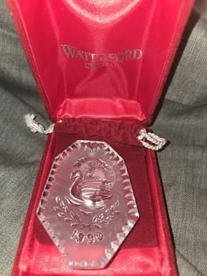 1990 Waterford Crystal'12 Days of Christmas Ornament Seven Swans Swimming - Image 1