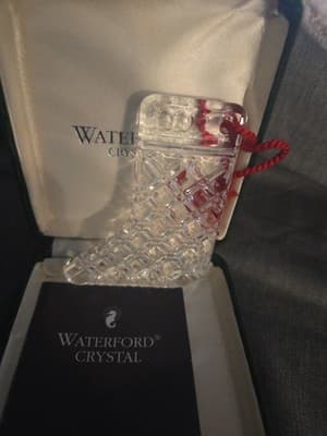 WATERFORD CHRISTMAS MEMORIES HOLIDAY CRYSTAL STOCKING ORNAMENT 1992 VINTAGE - Thumbnail 3