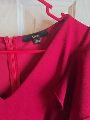 KNITEE Red Ruffle Midi Dress XL Elegant Cocktail Party Lightly Used - Thumbnail 6