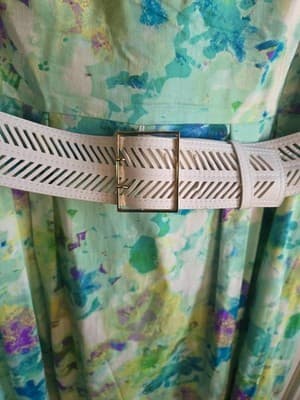 CALVIN KLEIN Spring Prints Belted Sleeveless Summer Dress Sz 14 - Thumbnail 4