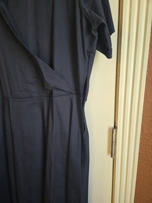 SAMTREE Navy 50s Style Dress XXL Vintage Inspired Wrap Collared Midi Flowy - Thumbnail 4