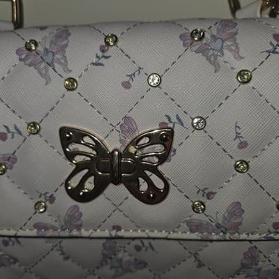 Under1Sky Butterfly Rine Stones Trapeze Flap Crossbody 9x8x3 - Thumbnail 4