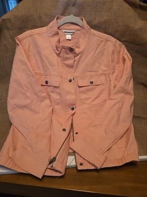 christopher & banks Petite salmon colored military style jacket size Large - Image 1