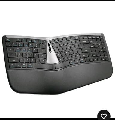 Nulea RT07B Ergonomic Wireless Keyboard Split Wrist Rest Bluetooth USB-C Black - Image 1
