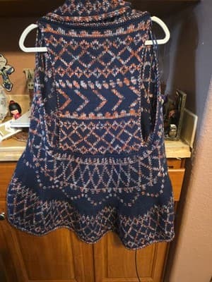 John Paul Richard L BOHO Open Peplum Circle Sweater Vest - Thumbnail 3