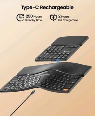 ProtoArc Wireless Ergonomic Keyboard, EK04 2.4GHz Wireless Ergo Keyboard Black - Thumbnail 2