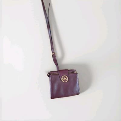 Michael Kors Fulton Crossbody Bag Merlot Leather Gold Accent MK Logo See Pics - Image 1