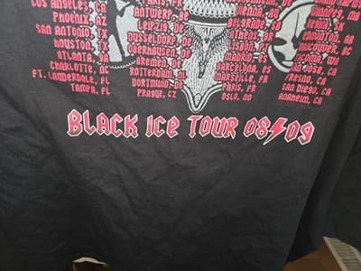 AC/DC Black Ice World Tour 2008/09 Size 3X Cities on Back Barely Worn Anvil - Thumbnail 6