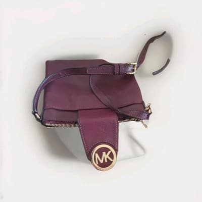 Michael Kors Fulton Crossbody Bag Merlot Leather Gold Accent MK Logo See Pics - Thumbnail 3