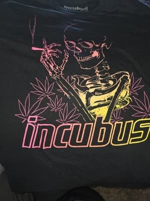 INCUBUS T Shirt Skeleton Smoking 90’s black Unisex XXL Very Good pre-owned - Image 1