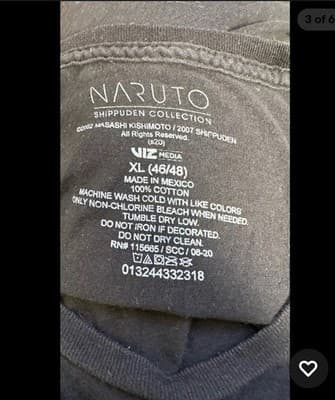 Naruto Uzumaki T Shirt XL Naruto Shippuden Collection Black 46/48 100%cotton Tee - Thumbnail 2