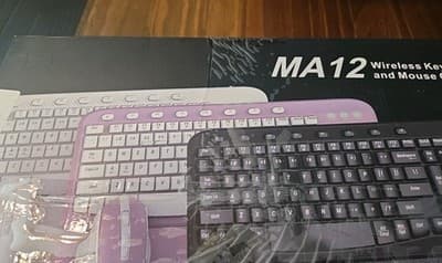 Wireless Keyboard and Mouse Combo 2.4GHz Fl Sized Ergonomic Wireless MA12 Purple - Image 1